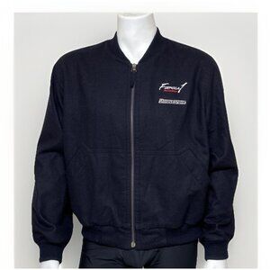 Formula 1 Racing Jacket Mens XL Navy Wool Bridgestone Challenge Full Zip Bomber
